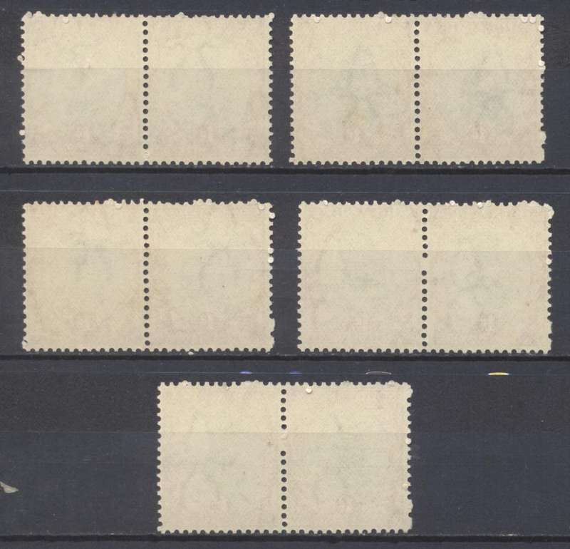 1933 CC56d Unscreened Coil Superb Unmounted pairs x 5 - CV R 3500