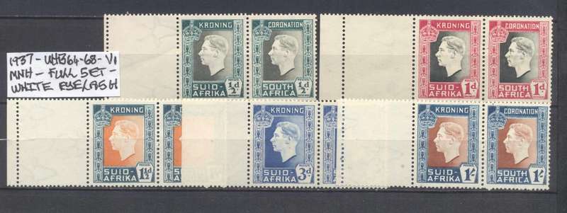 Union 1937 KGV Coronation set all with variety " White Eyelash" - superb unmiunted