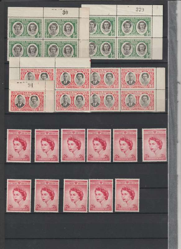 Southern Rhodesia 1940 - 1953 Controls, Part Sheets, Stamps. See Scans.