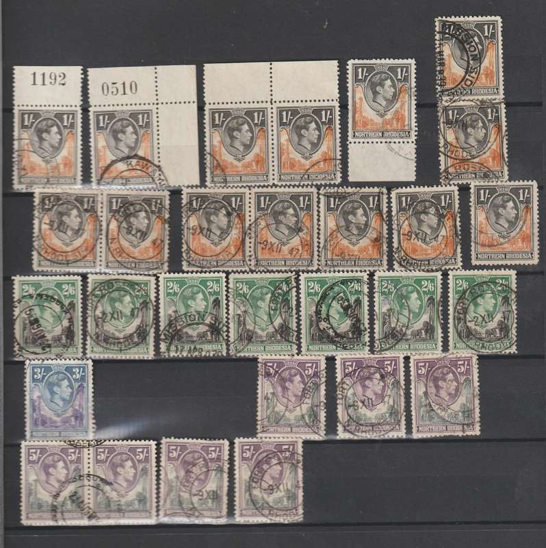 Northern Rhodesia 1925 - 1938 KGV, KGVI Selection Used. Good CV. See Scans.