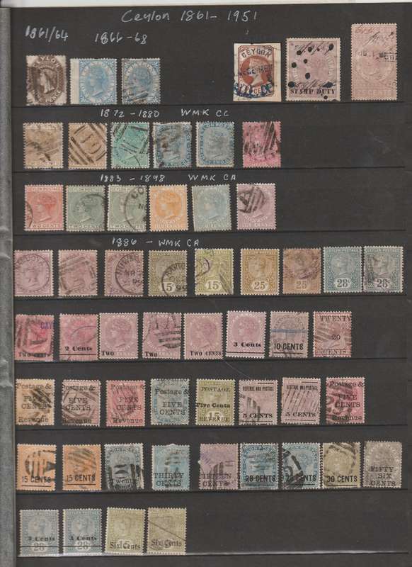 Ceylon 1851 - 1961 Selection. Good CV. See Scans.