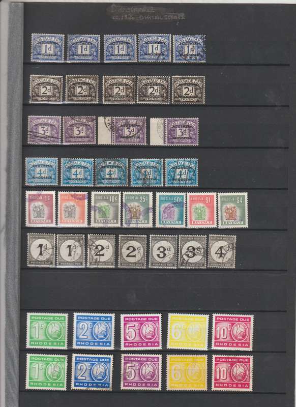 Rhodesia 1951 - 1970 Postage due Stamps & Blocks. ** mint, * mint, *used. Good CV See Scans !!!