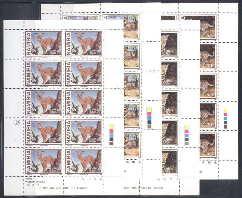 Namibia 1997 Wild Cat Species Full set of full sheetlets - Superb condition