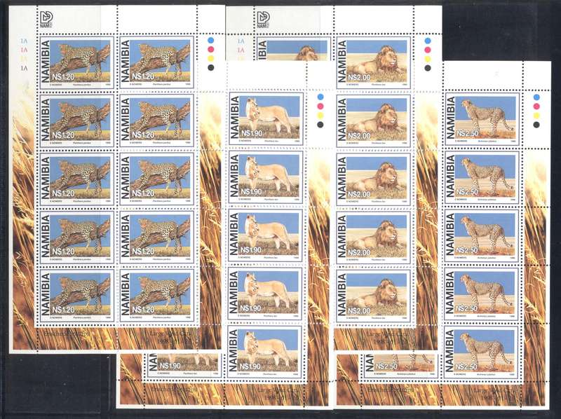 Namibia 1998 Large Wild Cats Full sheets set of 4 - superb condition !