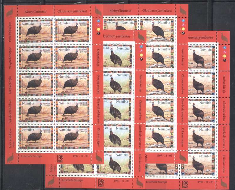 Namibia 1997 Christmas issue Full sheets set of 4 - superb condition !
