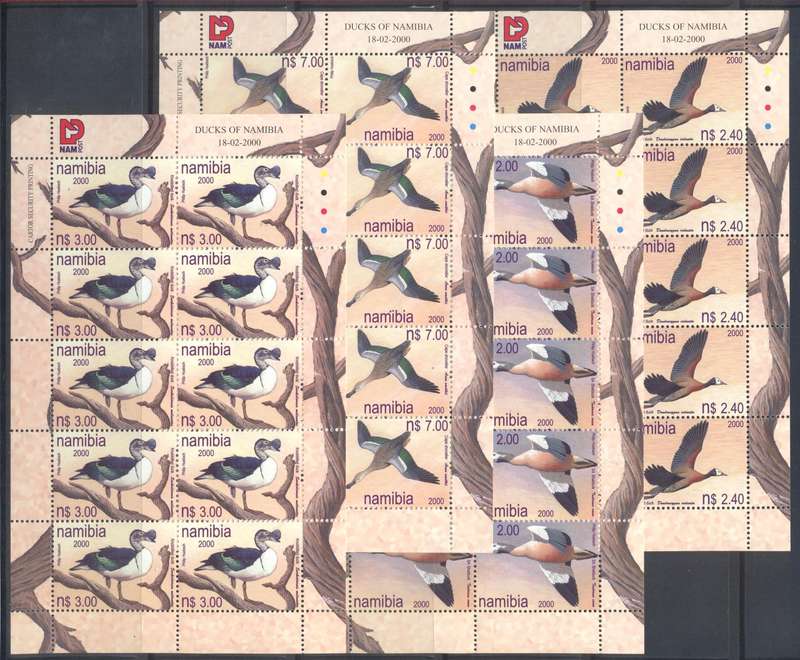 Namibia 2000 Ducks issue Full sheets set of 4 - superb condition !