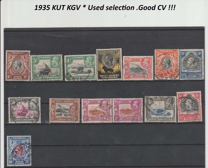 KUT 1922 -1960 selection on 3 stock cards. * mint, * used Good CV, See Scans.