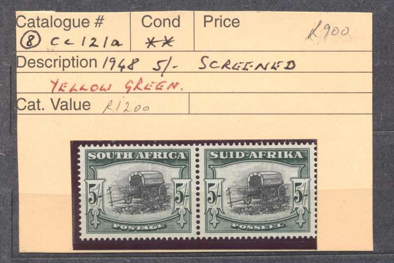 1947 CC 121a 5s Yellow Green Superb Unmounted Pair - CV R 1500 !