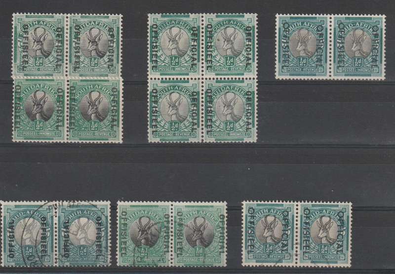 Official stamps of South Africa **m,*m,*u on 4 stock cards. See Scans.