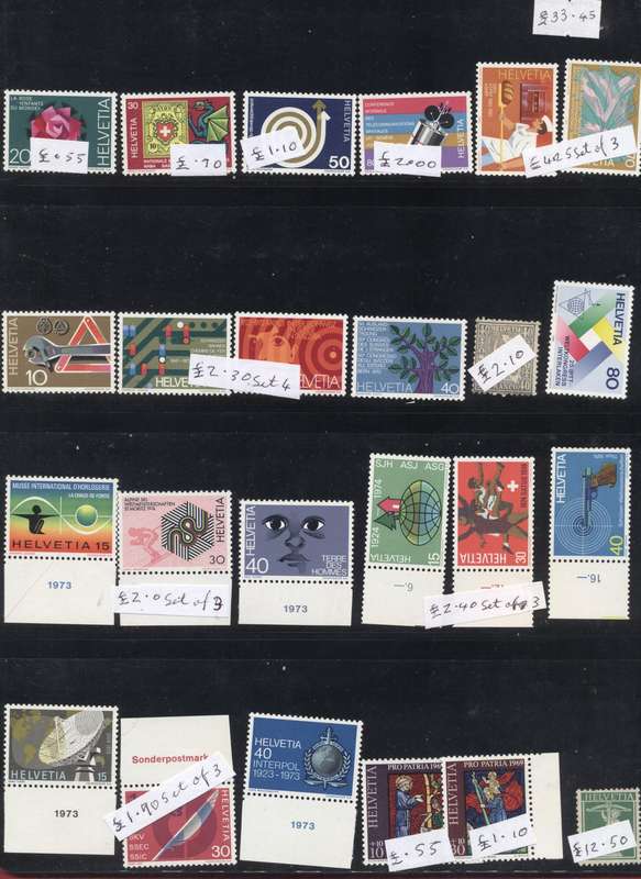 Helvitia - Switzerland Mint selection in stock pages - good CV - see 7 scans
