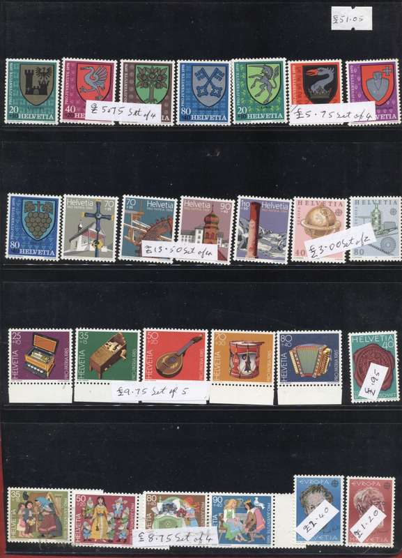 Helvitia - Switzerland Mint selection in stock pages - good CV - see 7 scans