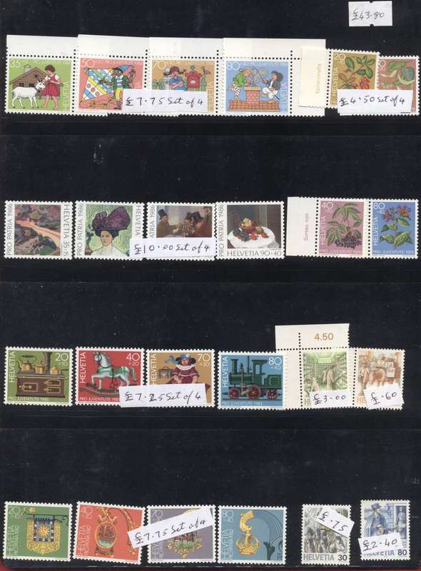 Helvitia - Switzerland Mint selection in stock pages - good CV - see 7 scans