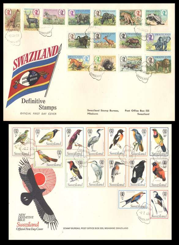 Swaziland 1969/1976 definitives covers