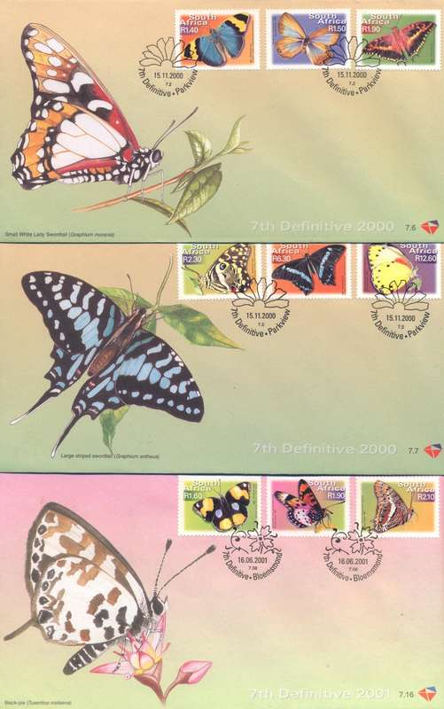 RSA 7th Definitives 11 covers incl. Butterlfies & Scarce top values - FRESH !
