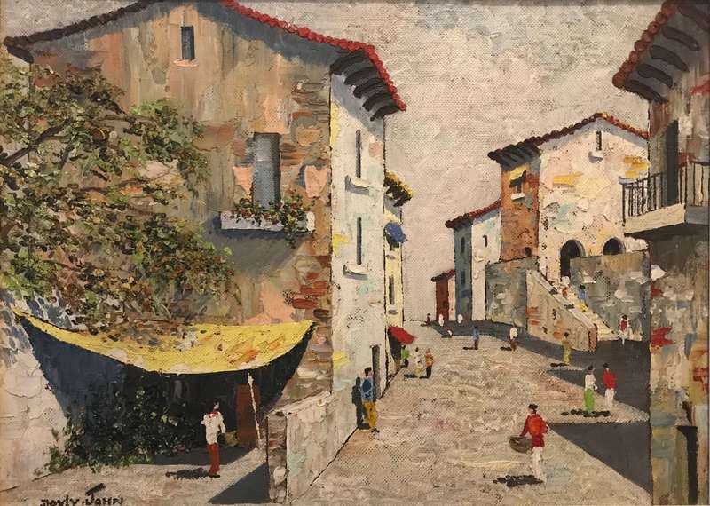 Cecil Rochfort D'Oyly-John - Mediterranean Street Scene - Oil on Board