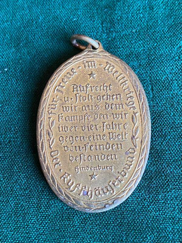 GERMAN PRUSSIAN WAR VETERANS MEDAL KYFFHAUSER 1914-1918