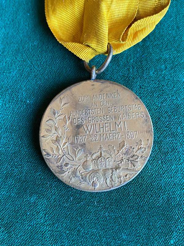 German Prussia Wilhelm 1 Centenary Medal 1897-Gilt