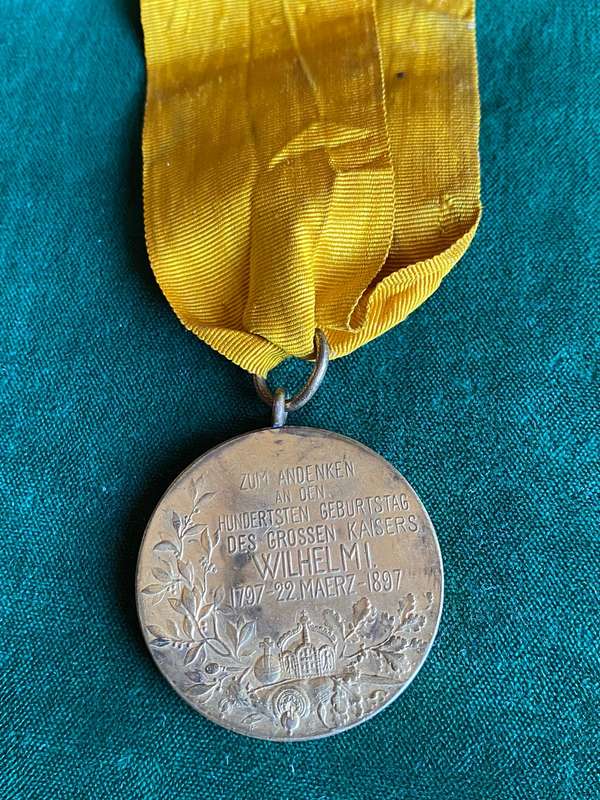 German Prussia Wilhelm 1 Centenary Medal 1897-Gilt