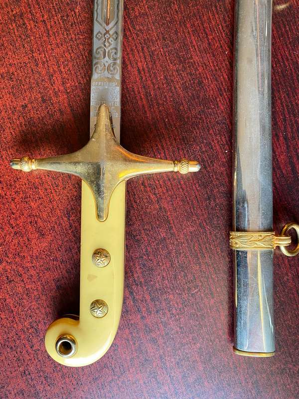 Post WW2 US Marine Corps Officers Sword and Scabbard by Officers Equipment U.S.M.C. Seria