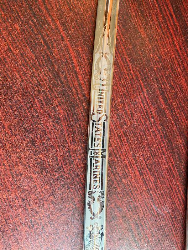 Post WW2 US Marine Corps Officers Sword and Scabbard by Officers Equipment U.S.M.C. Seria