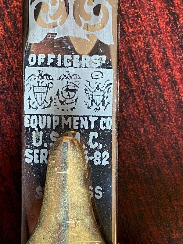 Post WW2 US Marine Corps Officers Sword and Scabbard by Officers Equipment U.S.M.C. Seria