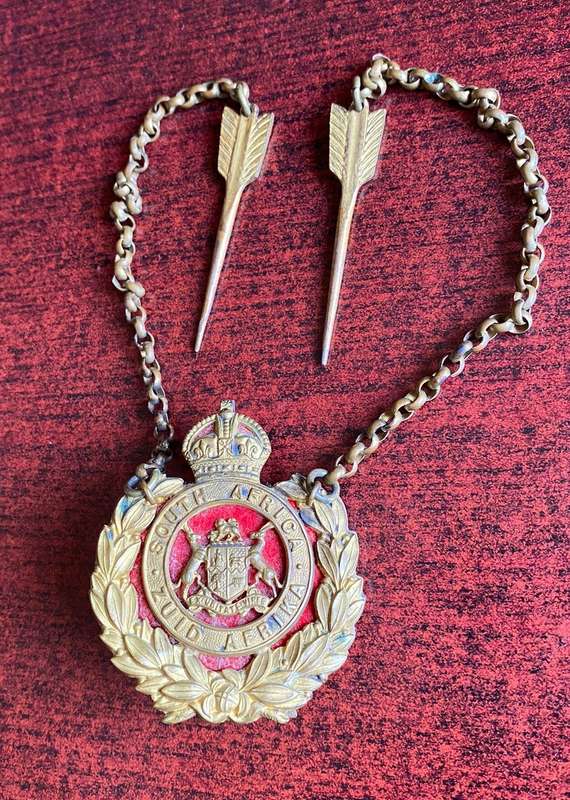 SA PERMANENT FORCE-GILT OFFICERS POUCH BELT PLATE-WORN 1922-1926-EXTREMELY RARE TO GET IN COMPLETE C