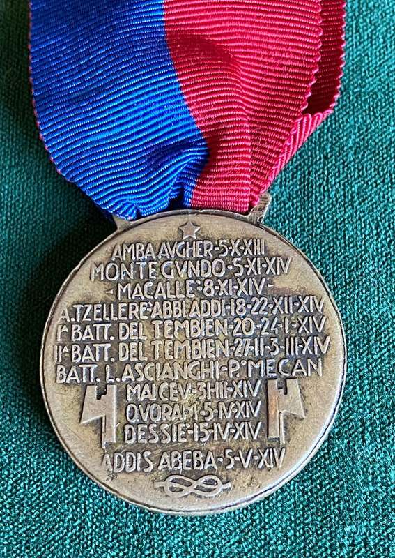 ITALIAN MEDAL FOR COLONIAL TROOPS ERITEAN ARMY CORPS-ADDIS ABEBA