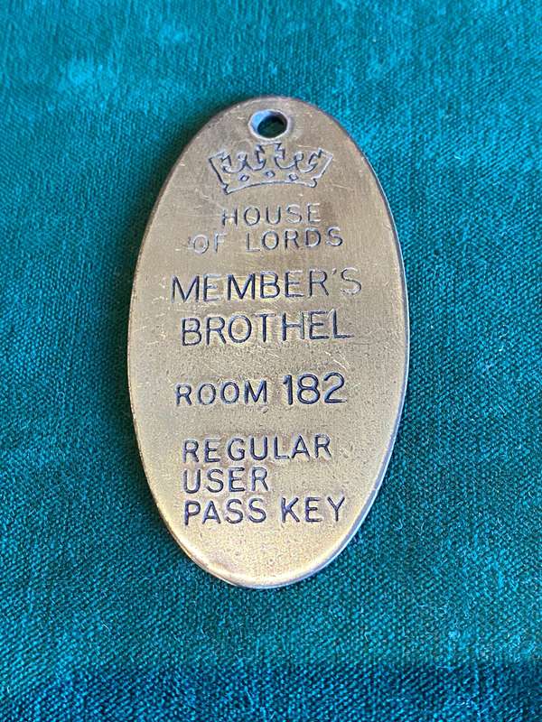 BRITISH HOUSE OF LORDS-MEMBERS BROTHEL TOKEN-MEASURES 65 X 35 MM