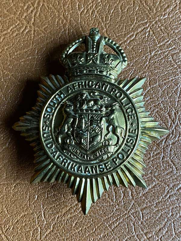 BRASS HELMET BADGE-S TYPE-WORN 1931-1952-3 LUGS-MEASURES 78X64 MM