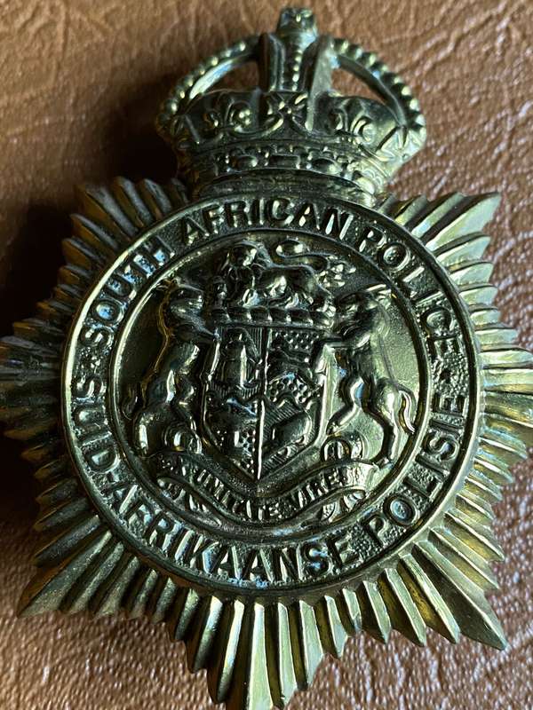 BRASS HELMET BADGE-S TYPE-WORN 1931-1952-3 LUGS-MEASURES 78X64 MM