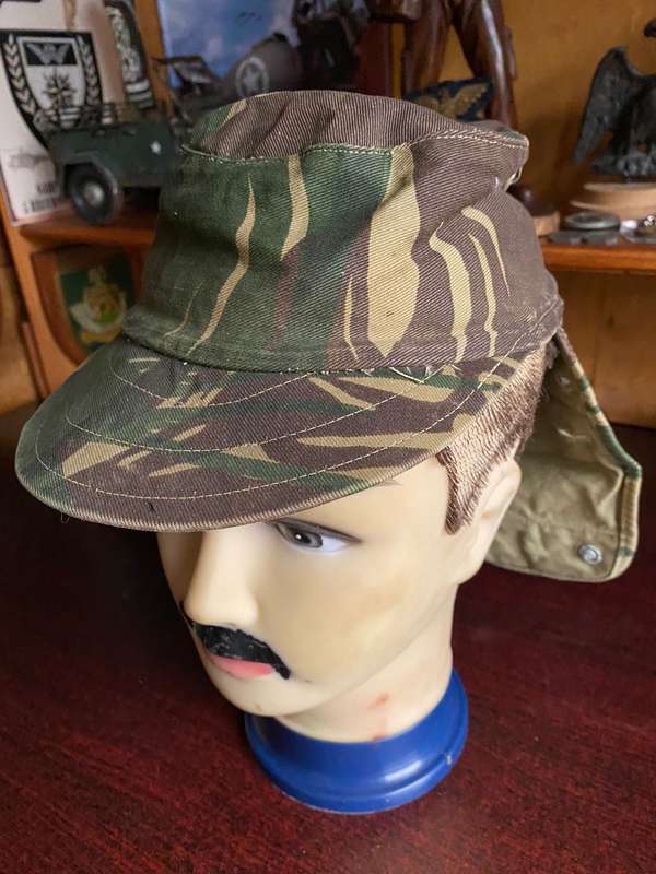 RHODESIAN CAMO FLAP CAP-BELONGED TO THE GUY IN THE PHOTO-UNFORTUNATELY I DO NOT HAVE HIS NAME-PICTUR