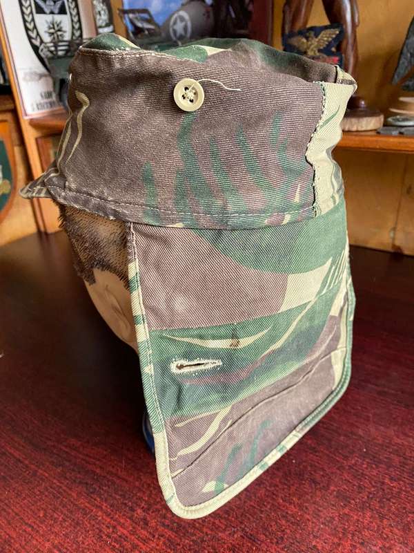 RHODESIAN CAMO FLAP CAP-BELONGED TO THE GUY IN THE PHOTO-UNFORTUNATELY I DO NOT HAVE HIS NAME-PICTUR