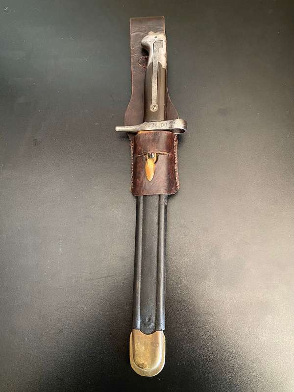 ITALIAN M1870 BAYONET WITH SCABBARD AND LEATHER FROG