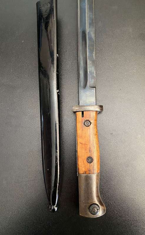 SPANISH M1943 MAUSER BAYONET WITH METAL SCABBARD