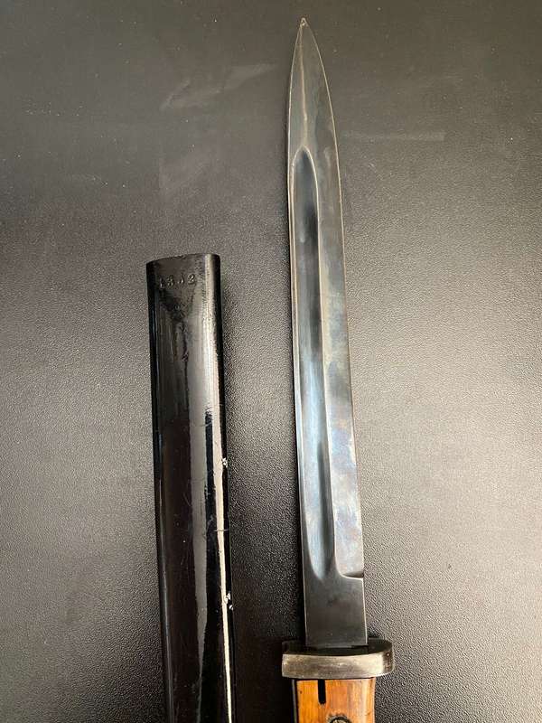 SPANISH M1943 MAUSER BAYONET WITH METAL SCABBARD