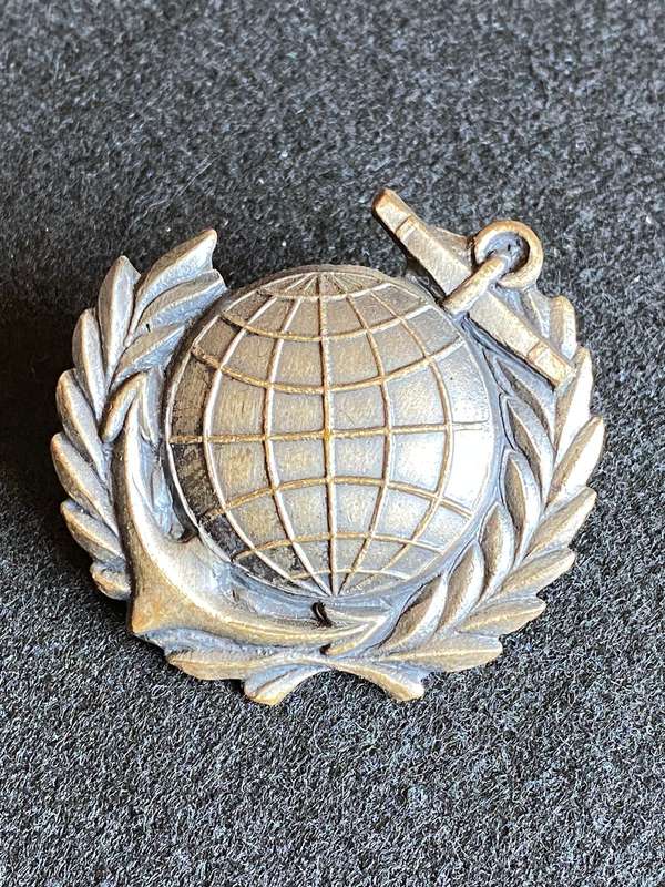 SA NAVY MARINE-GREY METAL BREAST BADGE- 2 PINS