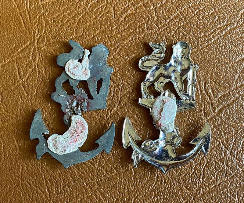 SA NAVY CADET BADGES (TWO) SOLD TOGETHER- NO LUGS