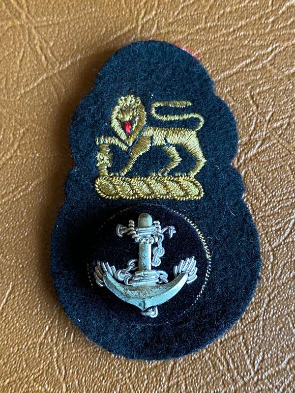 SA NAVY PETTY OFFICERS AND JUNIOR RATINGS CAP BADGE-1961-2003-LUREX EMBROIDERED