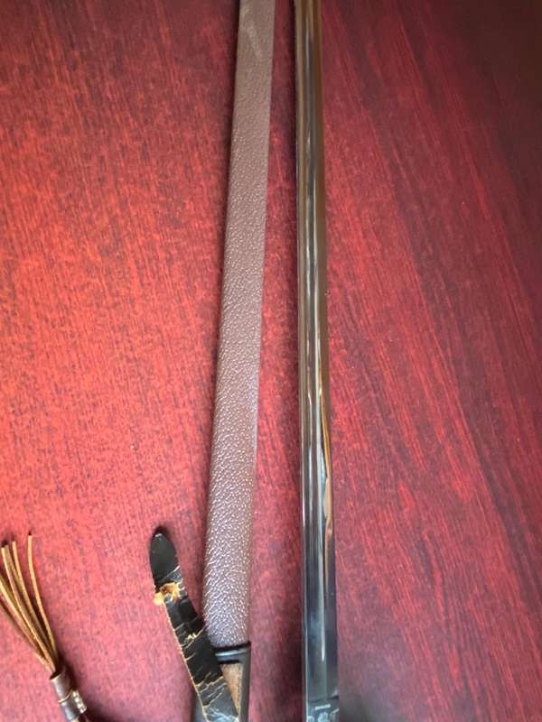 SADF ARMY,CEREMONIAL SWORD WITH LEATHER SCABBARD,NUMBERED 2359,MADE BY SOLINGEN GERMANY-VERY GOOD CO