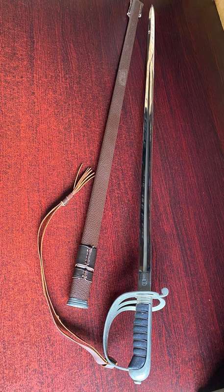 SADF ARMY,CEREMONIAL SWORD WITH LEATHER SCABBARD,NUMBERED 2359,MADE BY SOLINGEN GERMANY-VERY GOOD CO