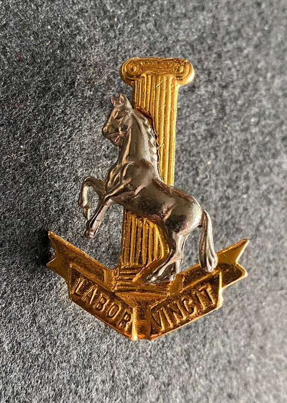 61 BASE WORKSHOP,BI/METAL CAP BADGE-APPROVED IN 1988- 2X SCREW LUGS