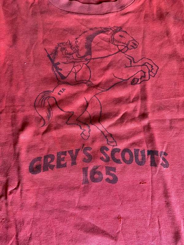 RHODESIAN GREY SCOUTS T-SHIRT-WELL USED-SIZE MEDIUM