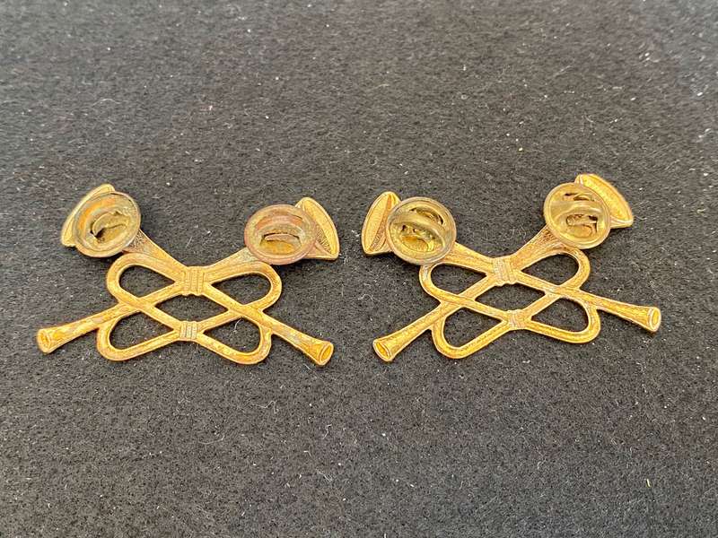 ARMY TRUMPETER,BADGE PAIR- PINS INTACT