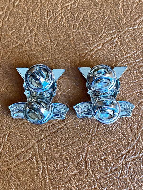 REGT. SPRINGS MESS DRESS COLLAR BADGES-WORN FROM 1976-PINS INTACT