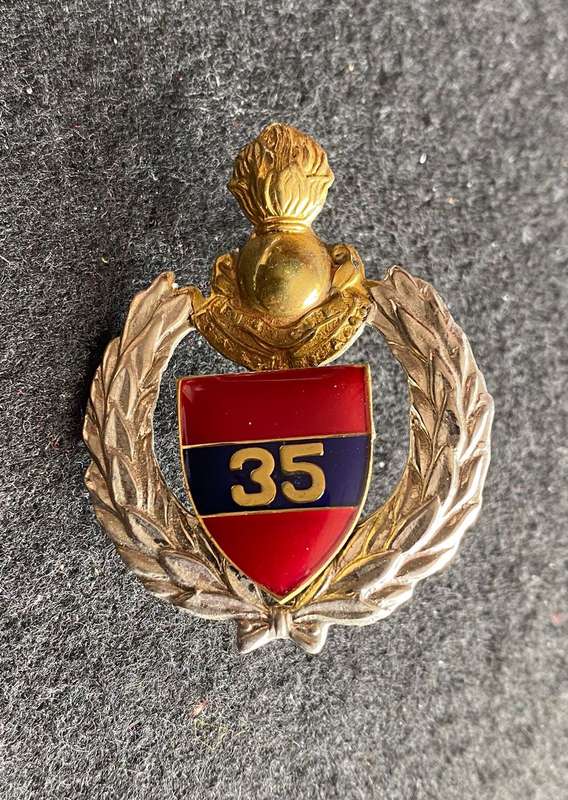 35 ENGINEER SUPPORT UNIT CAP BADGE-APPROVED 1986- 2X SCREW LUGS