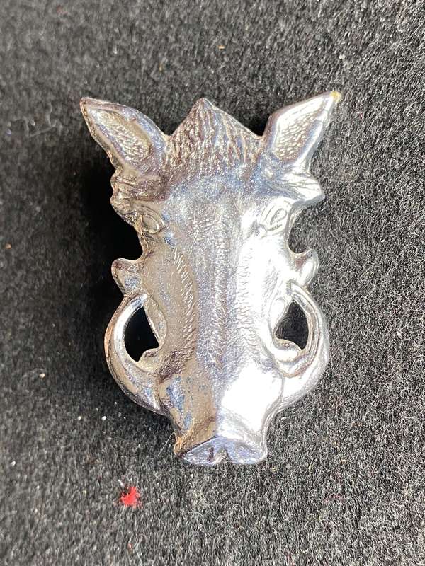 SOUTPANSBERG MILITARY AREA,CHROMED BERET BADGE- APPROVED 1987- 2X SCREW LUGS