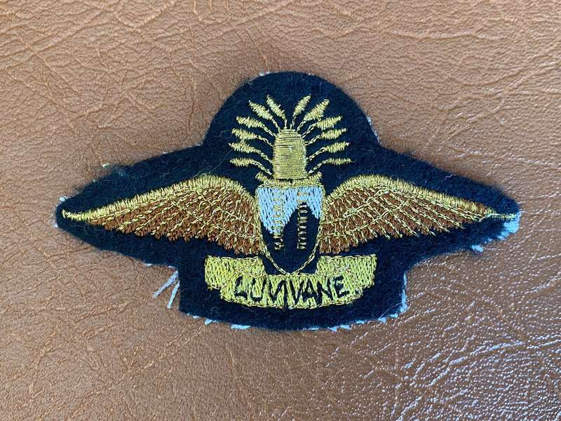 SWAZILAND PARACHUTE BASIC WING BROWN & GOLD ON BLACK FELT