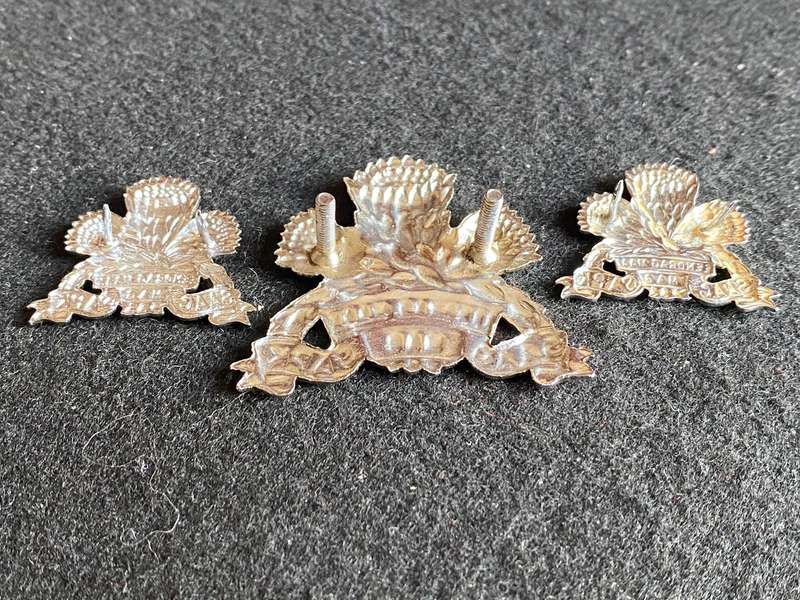 SA ARMOURED CORPS CAP AND COLLARS-WORN 1976-1996-CHROMED LUGS + PINS INTACT