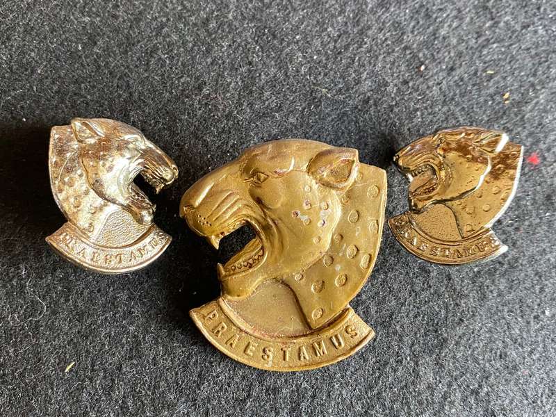 121 BATTALION CHROME CAP AND COLLARS-APPROVED 1980-LUGS + PINS COMPLETE