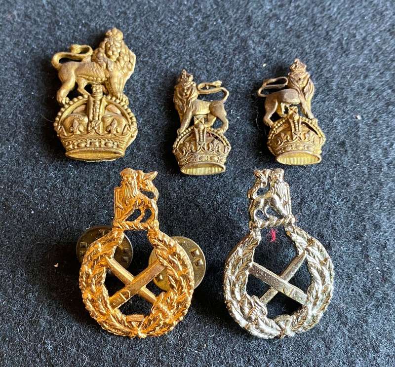 MIXED LOT OF STAFF CORPS AND GENERAL OFFICERS COLLAR BADGES-5 X SOLD TOGETHER-SOME WITH NO PINS